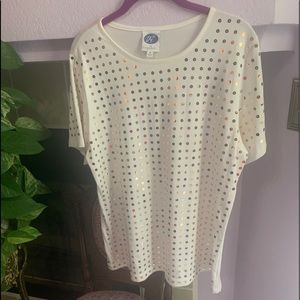 ⚜️⚜️DG2 DIANE GILMAN Embellished TOP (Medium)⚜️⚜️